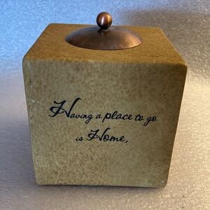 Pavilion Gift Company - 4” Square Terracotta Inspirational Comfort Candle Holder